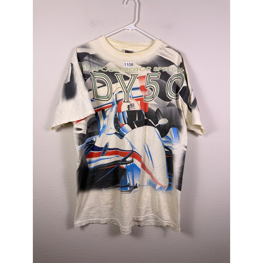 Vintage Tultex Indianapolis Motor Speedway Indy 500 All Over Print T-Shirt XL